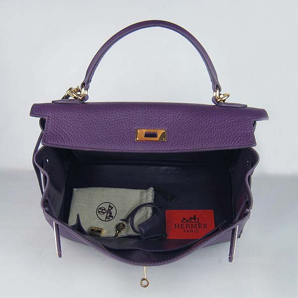 7A Replica Hermes Kelly 32cm Togo Leather Bag Purple 6108